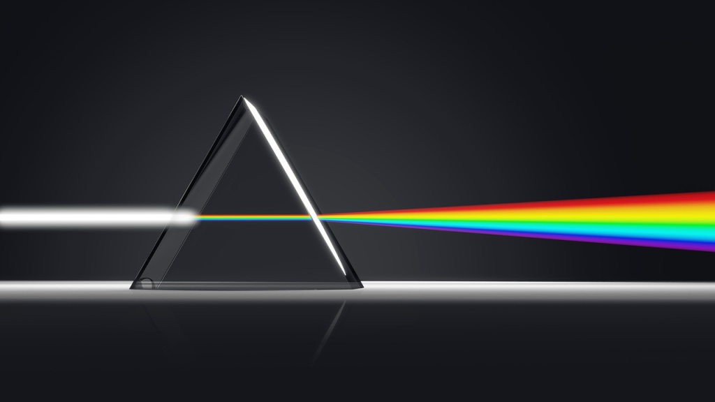 Al pasar un haz de luz por un prisma, obtenemos igualmente un arcoiris.